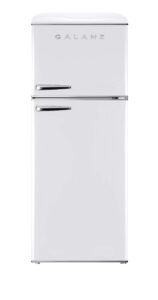 galanz glr12tweefr refrigerator, dual door fridge, adjustable electrical thermostat control with top mount freezer compartment, retro white, 12.0 cu ft