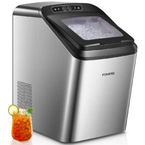 nugget ice maker countertop, makes 33lbs crunchy ice in 24h, 5.3lbs basket, self-cleaning pebble ice machine, portable ice maker for home/kitchen/office/bar, fohere