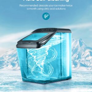 Nugget Ice Maker Countertop, Makes 33lbs Crunchy ice in 24H, 5.3lbs Basket, Self-Cleaning Pebble Ice Machine, Portable Ice Maker for Home/Kitchen/Office/Bar, FOHERE