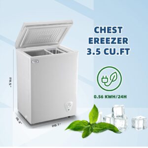 Mini Chest Freezer 3.5 Cu.Ft Small Top Door Deep Freezer with Removable Basket, Low Noise, 7 Adjustable Temperature and Energy Saving Perfect for Home Garage Basement Dorm or Apartment Black