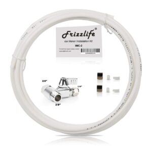 frizzlife imc-2 ice maker fridge water line installation kit fits for 3/8” braided hose connection braid hose connect water filter system