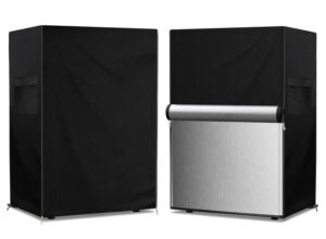 dalema upright freezer cover,outdoor waterproof upright refrigerator cover,outside 3.0 cubic feet compact stand up fridge covers.front can be rolled-up with zippers.(black,22" l x 23" w x 34" h)