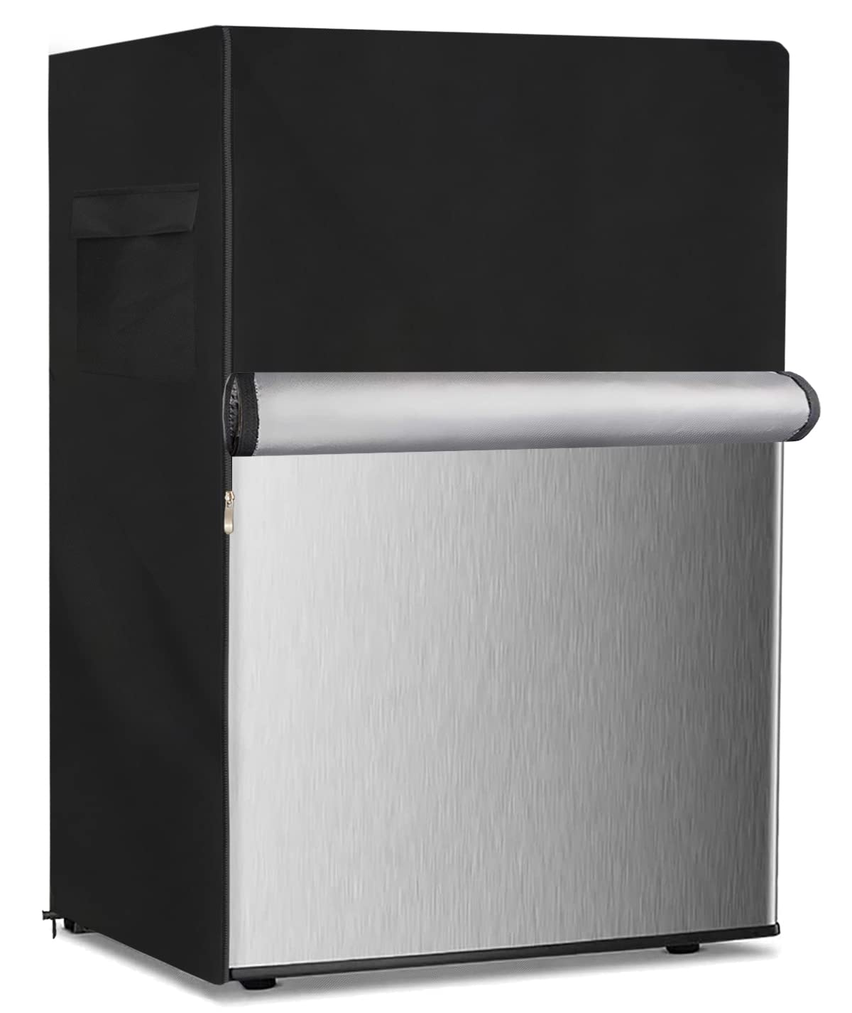 Dalema Upright Freezer Cover,Outdoor Waterproof Upright Refrigerator Cover,Outside 3.0 Cubic Feet Compact Stand Up Fridge Covers.Front Can Be Rolled-Up With Zippers.(Black,22" L x 23" W x 34" H)