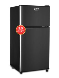 krib bling 3.5 cu.ft compact refrigerator mini fridge with freezer,7 level adjustable thermostat removable shelves small refrigerator for office dorm apartment black