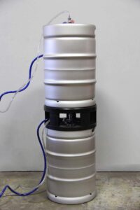 half-barrel keg spacer - safely stack half-barrel kegs and tap both the top keg and bottom keg - double the floor space of your walk-in cooler