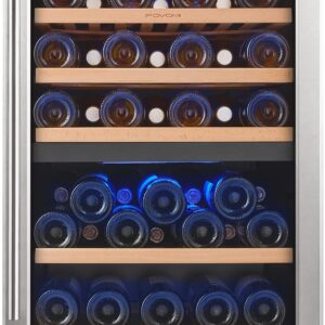 FOVOMI 20" Wine Cooler Fridge 52 Bottles (Bordeaux 750ml),Freestanding Dual Zone Wine Refrigerator,Wine Cellar with Upgrade Compressor,Fast Cooling Quiet Low Vibration - Chiller for Kitchen,Home Bar