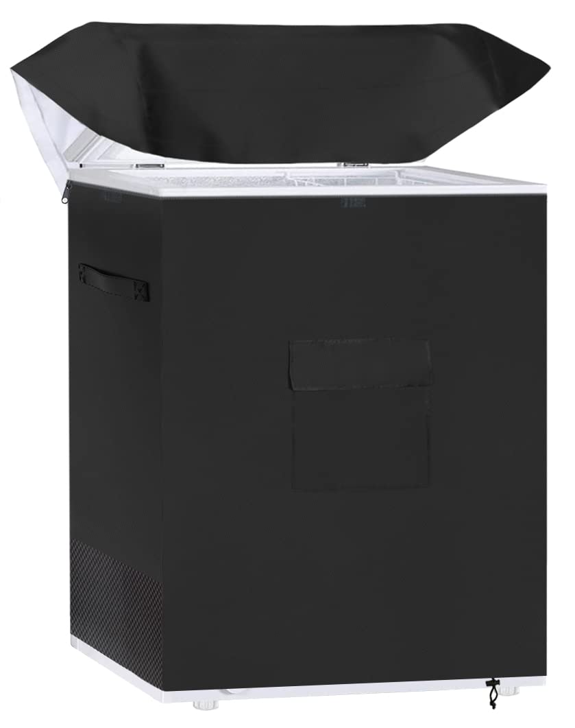 Dalema Chest Freezer Cover Waterproof,Deep Freezer Covers for Outside,Outdoor Chest Freezer Covers for Outside 5.0 Cubic Feet Freezer,Top with Zipper to Open(28"L x 23"W x 34"H,Black).