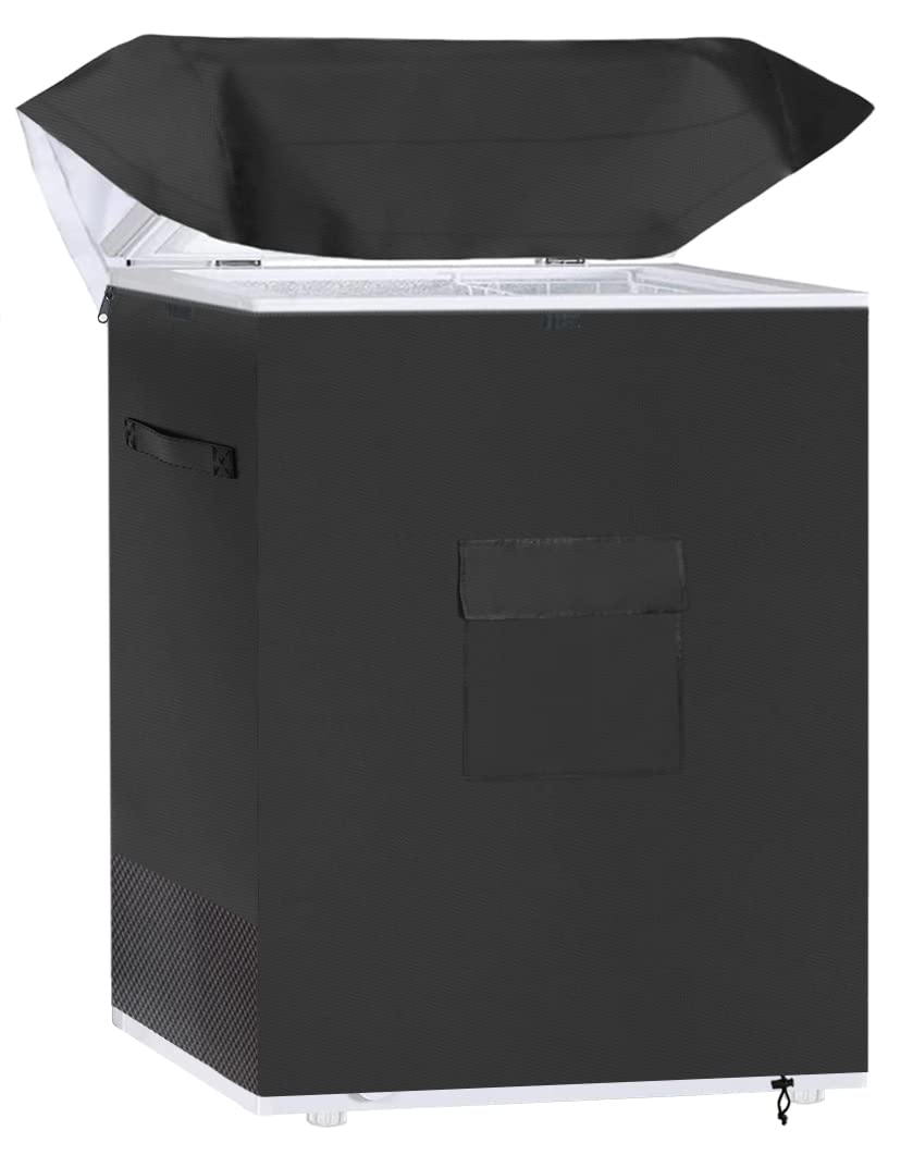 Dalema Chest Freezer Cover Waterproof,Deep Freezer Covers for Outside,Outdoor Chest Freezer Covers for Outside 5.0 Cubic Feet Freezer,Top with Zipper to Open(28"L x 23"W x 34"H,Black).