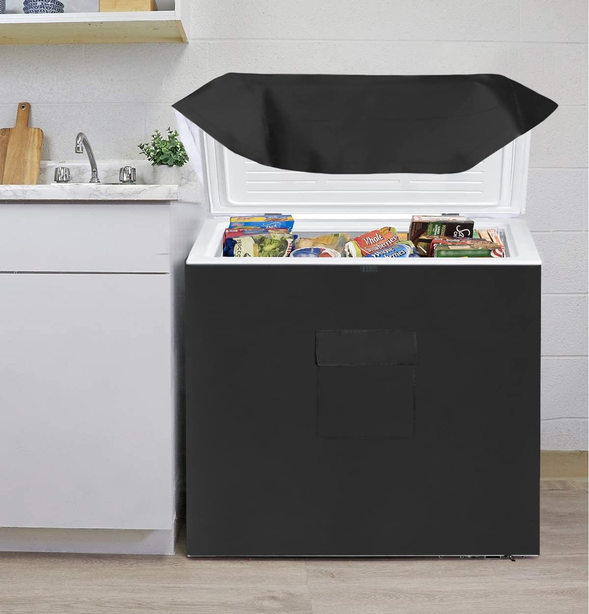 Dalema Chest Freezer Cover Waterproof,Deep Freezer Covers for Outside,Outdoor Chest Freezer Covers for Outside 5.0 Cubic Feet Freezer,Top with Zipper to Open(28"L x 23"W x 34"H,Black).