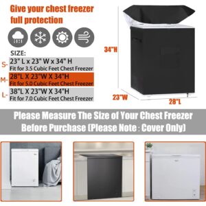 Dalema Chest Freezer Cover Waterproof,Deep Freezer Covers for Outside,Outdoor Chest Freezer Covers for Outside 5.0 Cubic Feet Freezer,Top with Zipper to Open(28"L x 23"W x 34"H,Black).