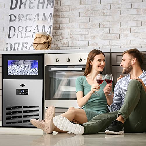 Commercial Ice Maker 130 LBS/24H, Upgraded 15" Wide Under Counter Ice Maker with 35LBS Ice Capacity, Commercial Ice Machine Self Clean Stainless Steel Built-in or Freestanding Large Ice Machine