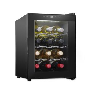 schmécké 12 bottle red and white wine thermoelectric wine cooler/chiller counter top wine cellar with digital temperature display, freestanding refrigerator smoked glass door quiet operation fridge