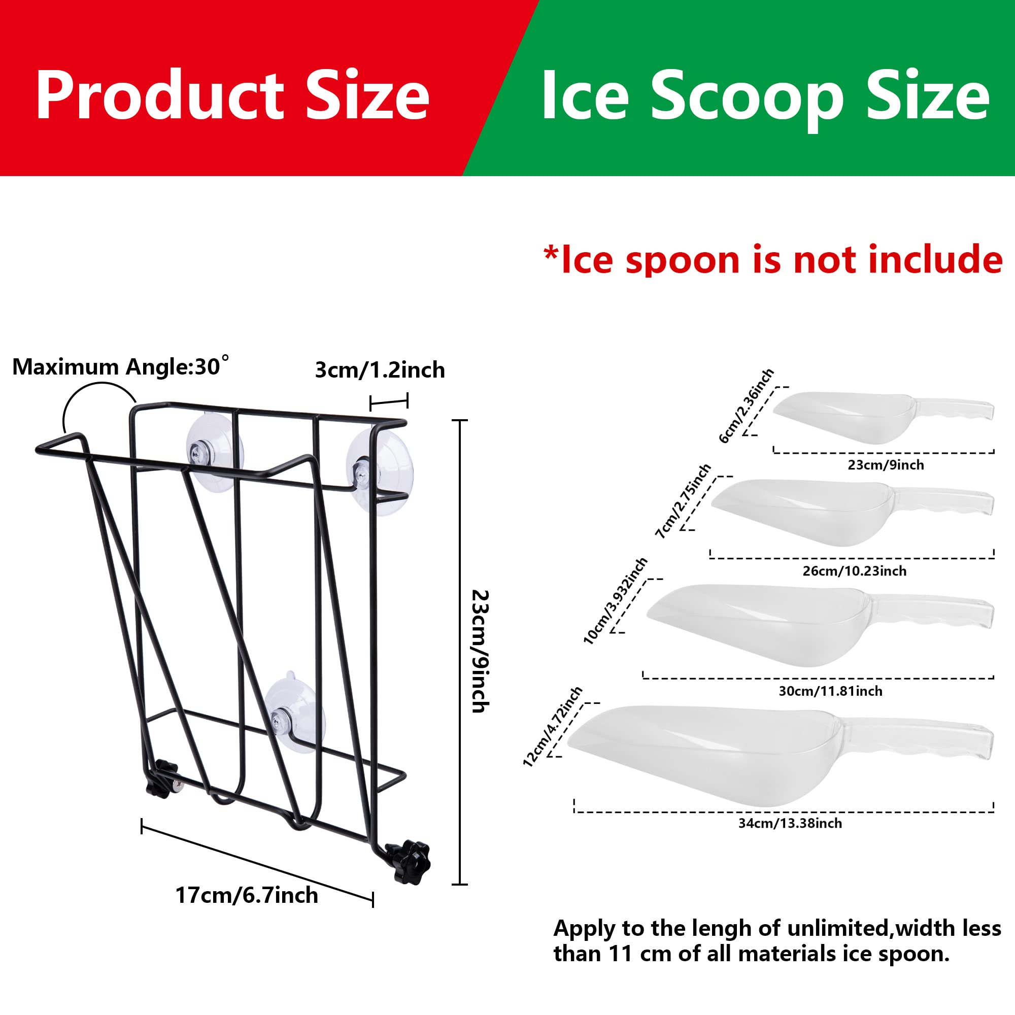 codree 9x6.7 Inch Large Ice Scoop Holder Heavy Duty-Foldable Stainless Steel Ice Scoop Holder for Counter Top Ice Maker Freezer Refrigerator Kitchen Bar Party Event, Dishwasher Safe(L)