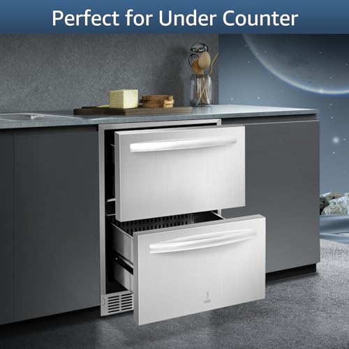 ICEJUNGLE 24 inch Undercounter Refrigerator, Outdoor Fridge for Patio, Wine and Beverage Refrigerator, Drawer Refrigerator Under Counter Fridge Ideal for Home and Commercial