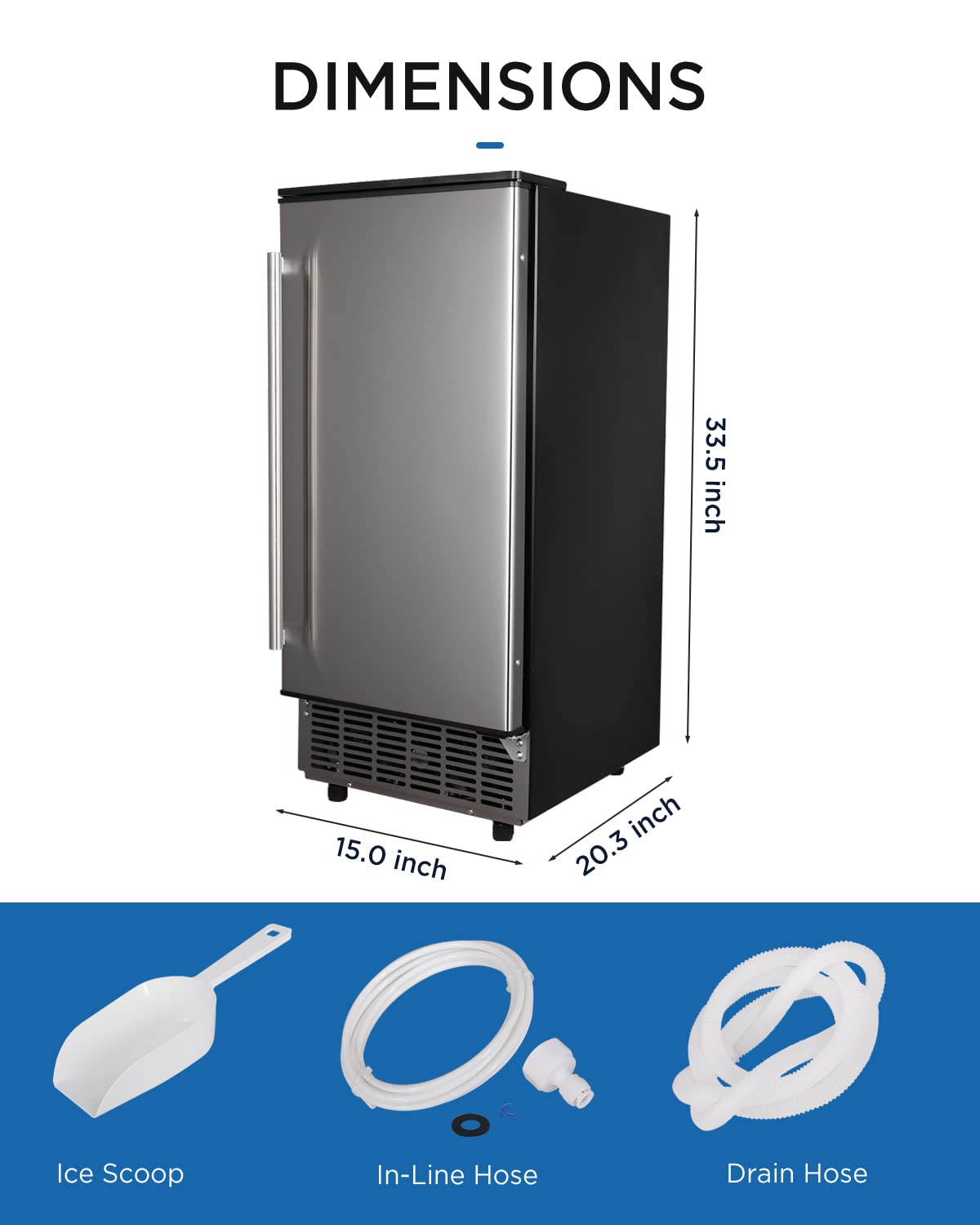 ADT Untercounter Built in Commercial ice Maker Machine freestanding Household Ice Cube Maker Machine 80lbs Daily