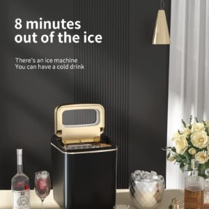 Counter Top Ice Makers with Self-Cleaning, Portable Ice Maker Countertop, 9 Cubes Ready in 8 Mins 26lbs/24hrs, Compact Ice Maker with Ice Scoop