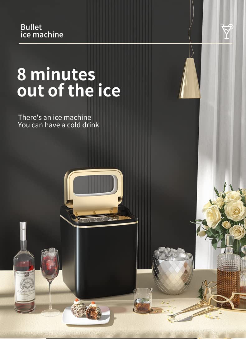Counter Top Ice Makers with Self-Cleaning, Portable Ice Maker Countertop, 9 Cubes Ready in 8 Mins 26lbs/24hrs, Compact Ice Maker with Ice Scoop