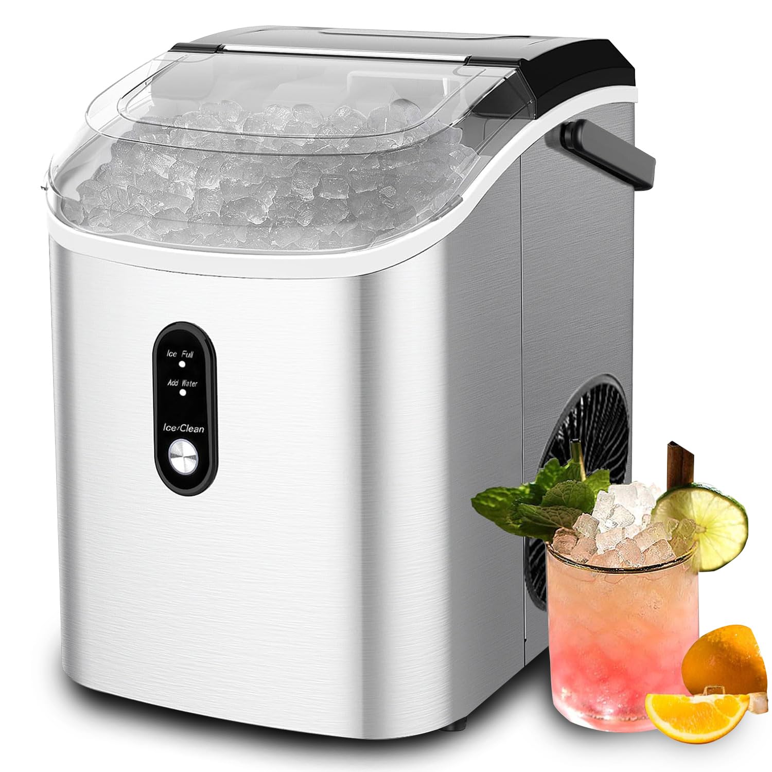 Kndko Countertop Ice Maker with Handle, 26 lbs/Day, 9pcs Bullet Ice in 6 min, Smart Self-Cleaning, Portable Ice Makers Countertop for Home/Office/Party/RV