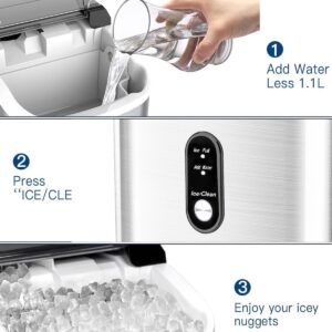 Kndko Countertop Ice Maker with Handle, 26 lbs/Day, 9pcs Bullet Ice in 6 min, Smart Self-Cleaning, Portable Ice Makers Countertop for Home/Office/Party/RV