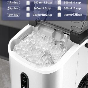 Kndko Countertop Ice Maker with Handle, 26 lbs/Day, 9pcs Bullet Ice in 6 min, Smart Self-Cleaning, Portable Ice Makers Countertop for Home/Office/Party/RV