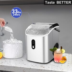 Kndko Countertop Ice Maker with Handle, 26 lbs/Day, 9pcs Bullet Ice in 6 min, Smart Self-Cleaning, Portable Ice Makers Countertop for Home/Office/Party/RV