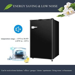 R.W.FLAME Mini Freezer 2.3 Cu.ft -Upright Freezer, Free Standing Small Freezer with Adjustable Thermostat, Mini Freezer Only for Bedroom/Dorm/Home/Office (Black)