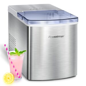 ice maker machine for countertop, freezimer 33 lbs/24hrs, 9 cubes ready in 6 mins self-cleaning electric ice machine with ice scoop and basket for home kitchen bar party - silver