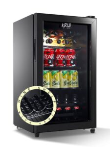 krib bling beverage refrigerator and cooler for 120 cans, mini refrigerator with wire adjustable shelving, small drink dispenser machine for soda, water, beer, wine for dorm, office, bar