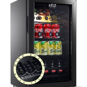 KRIB BLING Beverage Refrigerator and Cooler for 120 Cans, Mini Refrigerator with Wire Adjustable Shelving, Small Drink Dispenser Machine for Soda, Water, Beer, Wine for Dorm, Office, Bar