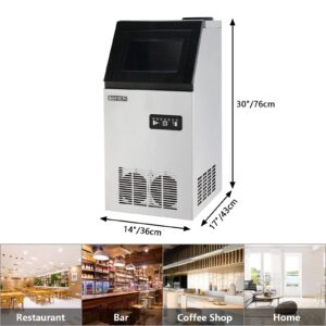 ROVSUN 150lbs/24h Commercial Ice Maker with 24lbs Storage Bin, Freestanding Industrial Ice Machine for Home Restaurant Bar Cafe Office