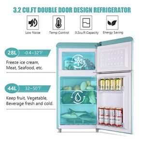 WANAI Compact Refrigerator 3.5Cu.Ft Classic Retro Refrigerator 2 Door Mini Refrigerator Adjustable Remove Glass Shelves Refrigerator Suitable for Dorm Garage and Office