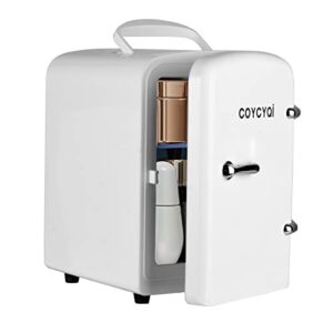 coycyqi mini fridge for skincare, 4l/6 can small personal beauty cooler and warmer, portable usb refrigerator for bedroom, makeup, beverage, home, ravel (white)
