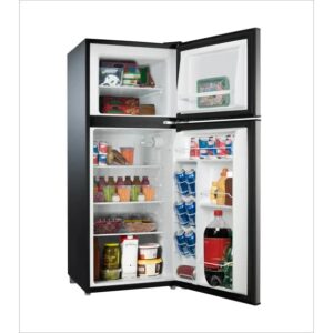 4.6. cu ft two door mini fridge with freezer, stainless steel look