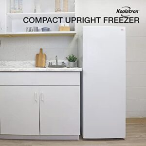 Koolatron KTUF196 Compact Garage-Ready Upright Freezer with 7.0 Cubic Feet Capacity, Space-Saving Slim Design for Home, Apartment, Condo, Cabin, Basement-White, Standard