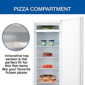 Koolatron KTUF196 Compact Garage-Ready Upright Freezer with 7.0 Cubic Feet Capacity, Space-Saving Slim Design for Home, Apartment, Condo, Cabin, Basement-White, Standard