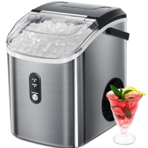 xbeauty nugget ice maker-nugget ice maker countertop up to 35lbs of ice a day with self-cleaning,stainless steel,removable ice basket&scoop for home/kitchen/office/party,stainless steel silver