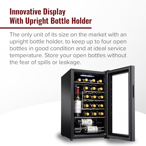 Wine Enthusiast 24-Bottle Compressor Wine Cooler with Upright Bottle Storage - Freestanding Wine Refrigerator with Digital Touchscreen and LED Temperature Display