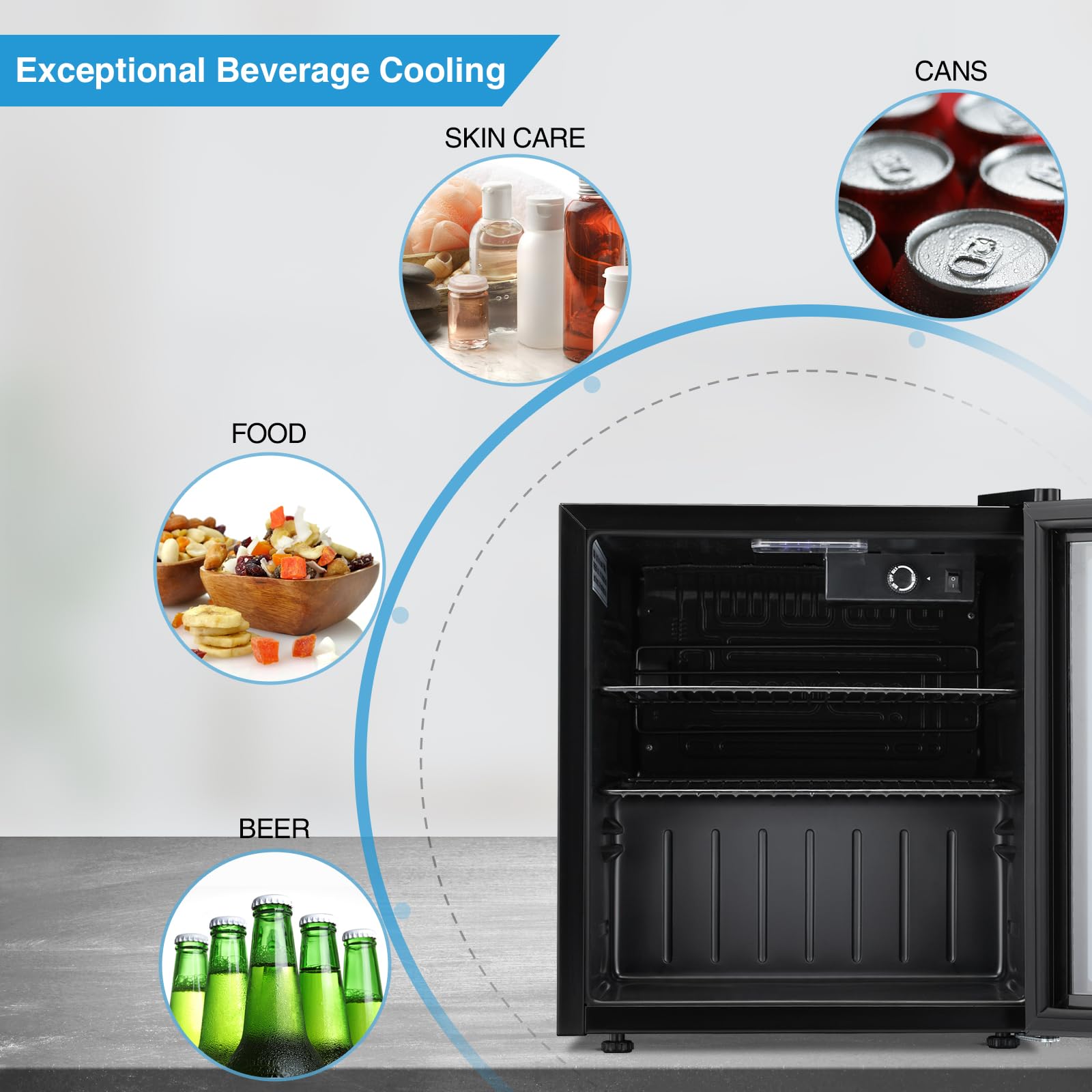 Havato Mini Fridge-80Can Beverage Refrigerator Soda or Beer, Independent Transparent Glass Small Drink Dispenser For Home and Bar, Beverage Refrigerator Electronic Temperature Control,2.4cu.Ft,Black