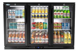 koolmore - bc-3dsw-bk 3 door back bar cooler counter height glass door refrigerator with led lighting - 11 cu.ft, black