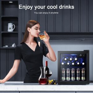 Antarctic Star Beverage Refrigerator Cooler -120 Can Mini Fridge Glass Door for Soda Beer or Wine Constant Glass Door Small Drink Dispenser Clear Front Door for Home, Office Bar 3.2Cu.ft Gold