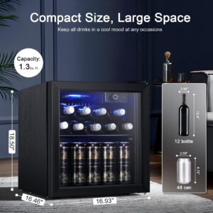 Antarctic Star Beverage Refrigerator Cooler -120 Can Mini Fridge Glass Door for Soda Beer or Wine Constant Glass Door Small Drink Dispenser Clear Front Door for Home, Office Bar 3.2Cu.ft Gold