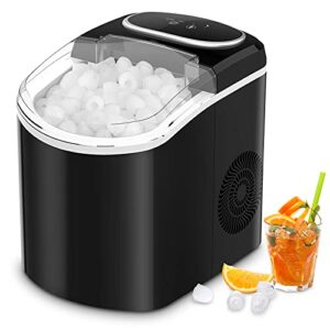 ice maker machine countertop, portable ice maker with 26lbs/24hrs, 9 cubes ready in 7 minutes, self cleaning, transparent window, lifeplus ice cube maker for home kitchen office bar