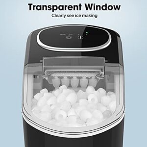 Ice Maker Machine Countertop, Portable Ice Maker with 26lbs/24Hrs, 9 Cubes Ready in 7 Minutes, Self Cleaning, Transparent Window, LifePlus Ice Cube Maker for Home Kitchen Office Bar