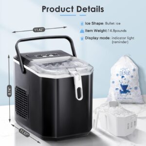 Xbeauty Ice Makers Countertop,Protable Ice Maker Machine with Self-Cleaning, 26Lbs/24H,9 Ice Cubes/8 Mins, Ice Scoop, and Basket for Home/Kitchen/Office/Party-Black