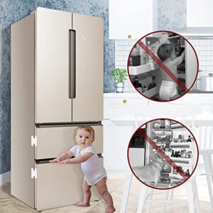 JULBEAR 2Pcs Refrigerator Lock for Kids,Fridge Door Locks Child Lock Safety for Freezer Door Adhesive No Keys Needed Used in Fridge Door or Cabinets, White