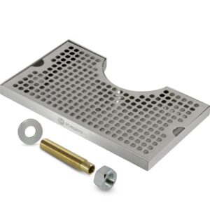 Kegco DP-920D Beer Drip Tray Stainless Surface Mount 3" Column Cut-Out with Drain