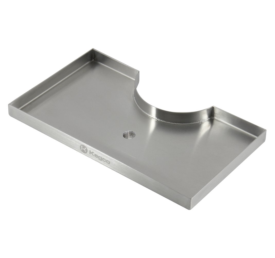 Kegco DP-920D Beer Drip Tray Stainless Surface Mount 3" Column Cut-Out with Drain