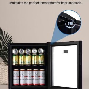 Beverage Refrigerator Cooler 60 Can Cooler Fridge Glass Door for Beer Drinks Wines Juice, 1.6 Cu. Ft Adjustable Shelves Blue LED Lights and User Friendly Temperature Knob for Home Office Dorm Bar