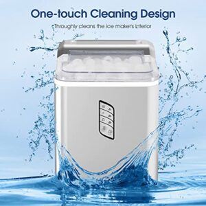 Ice Makers Countertop, Portable Ice Maker, 26lbs/24Hrs 9 Bullet Ice Cubes Ready in 7 Mins, Self-Cleaning Function, L&S Size, with Ice Scoop and Basket, Perfect for Party, Silver