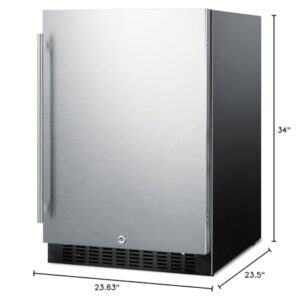 Summit SPR627OS Outdoor Built-In Undercounter All-Refrigerator with Glass Shelves and Lock, 24", Stainless Steel/Black